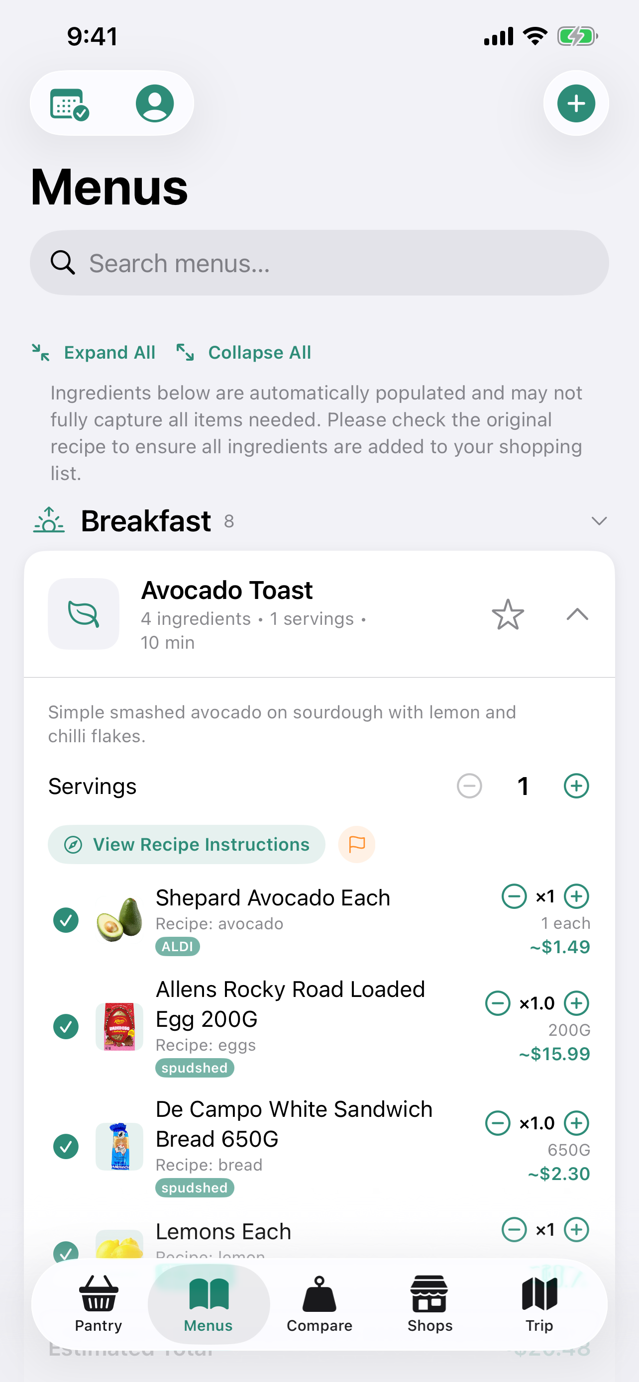 Menus